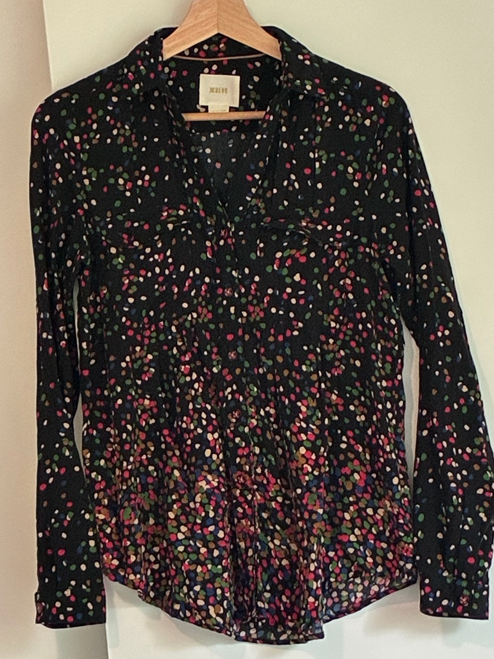 Maeve Black Multicolor Confetti Dot Button-Down Shirt